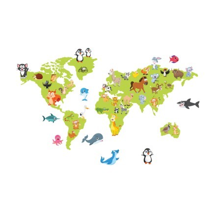 Χάρτης του κόσμου με ζώα