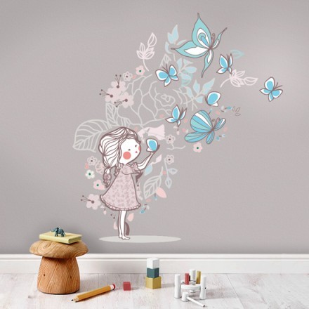 Butterfly Girl Αυτοκόλλητο Τοίχου