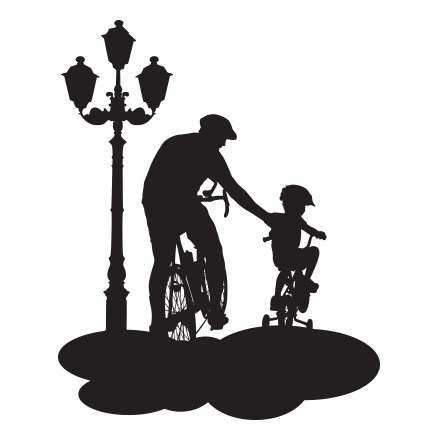 Ποδηλασία πατέρα με παιδί