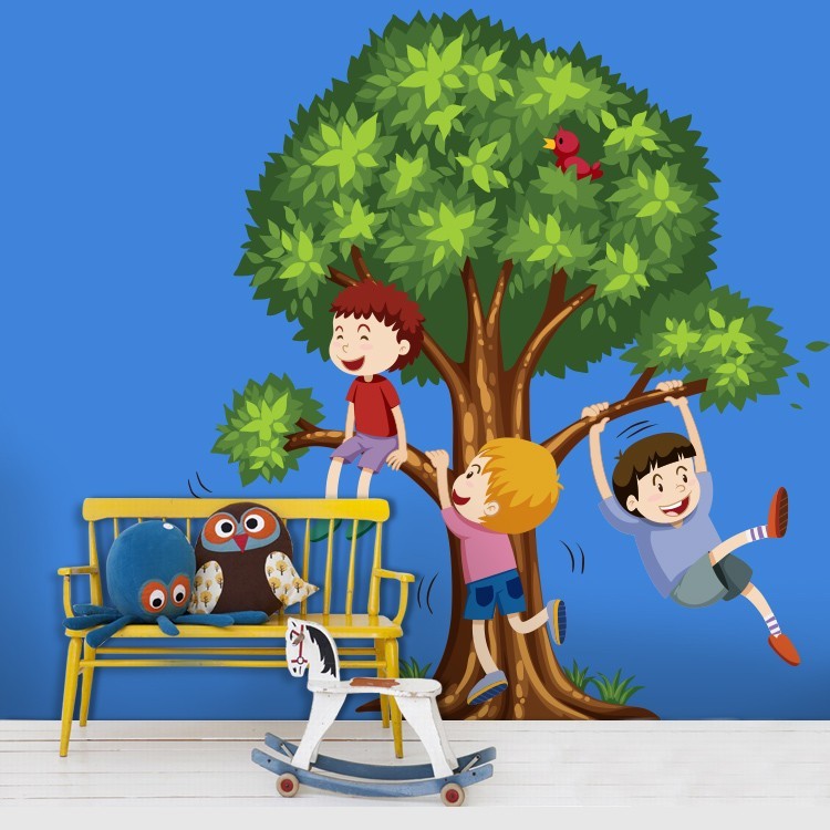 Αυτοκόλλητο Τοίχου Παιδάκια που παίζουν πάνω στο δέντρο