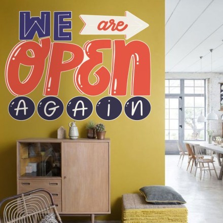 We are open again Αυτοκόλλητο Τοίχου