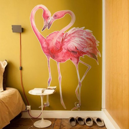 Couple flamingo Αυτοκόλλητο Τοίχου