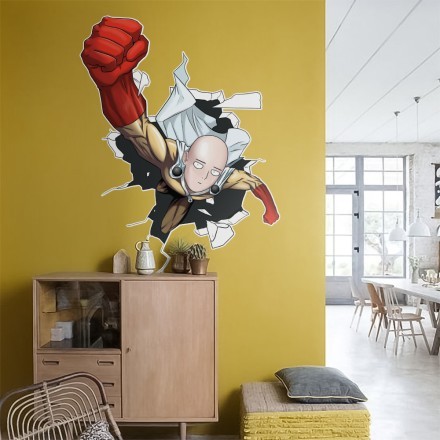 Saitama breaks the wall - One Punch Man Αυτοκόλλητο Τοίχου