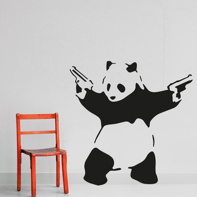 Αυτοκόλλητο Τοίχου Panda gun