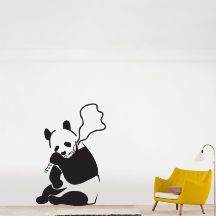 Panda smoking Αυτοκόλλητο Τοίχου