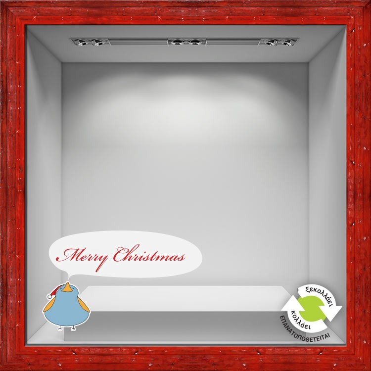 Αυτοκόλλητο Βιτρίνας Merry Christmas Bird