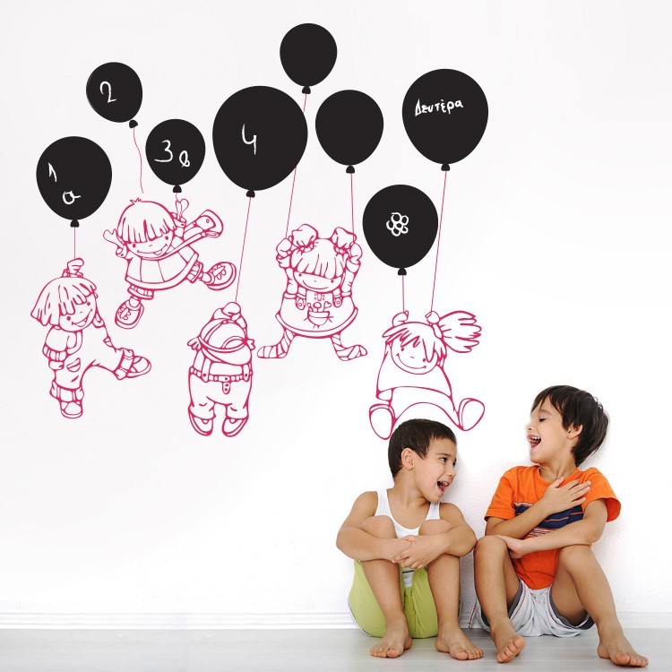 Αυτοκόλλητο Τοίχου Παιδιά με μπαλόνια