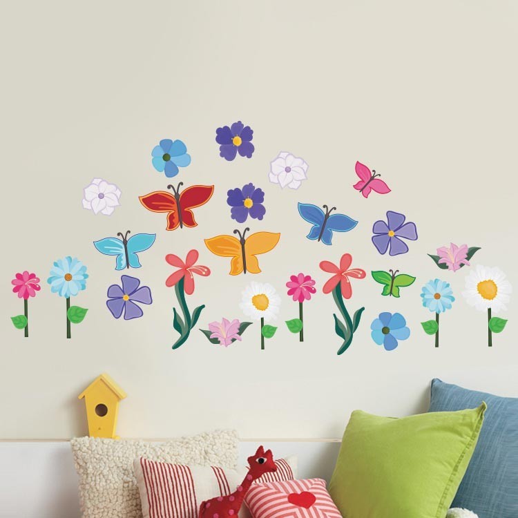 Mini pack Αυτοκόλλητο Τοίχου Λουλόυδια & πεταλούδες