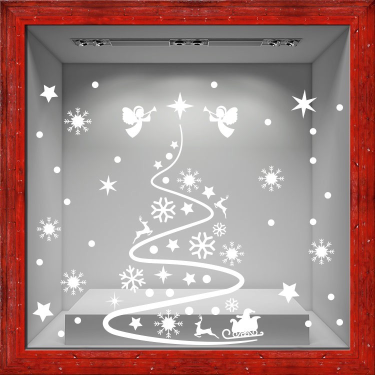 Αυτοκόλλητο Βιτρίνας Christmas Tree-angels