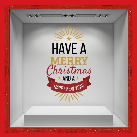 Merry Christmas & A Happy New Year Αυτοκόλλητο Βιτρίνας