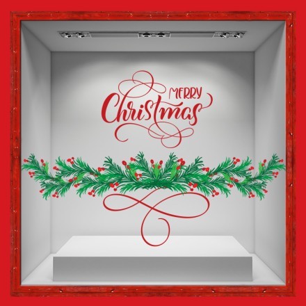 Christmas Mistletoe Garland Αυτοκόλλητο Βιτρίνας