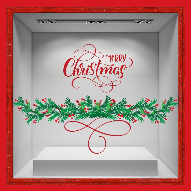 Αυτοκόλλητο Βιτρίνας Christmas Mistletoe Garland