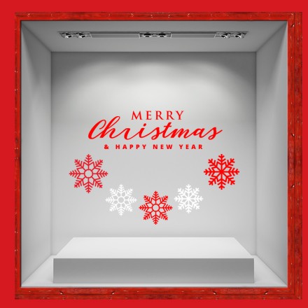 Red n' White Christmas Snowflakes Αυτοκόλλητο Βιτρίνας