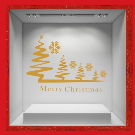 Golden Xmas Village Αυτοκόλλητο Βιτρίνας