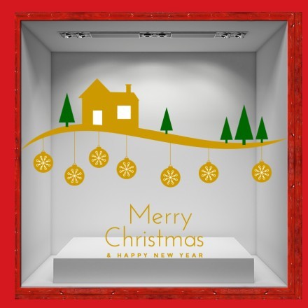 Xmass Village Αυτοκόλλητο Βιτρίνας