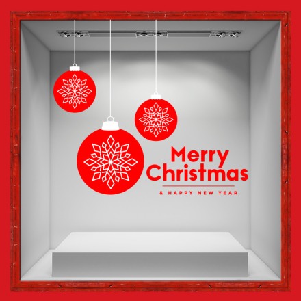 X-Mas Red Balls Αυτοκόλλητο Βιτρίνας