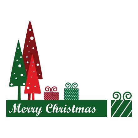 Merry Christmas red green trees