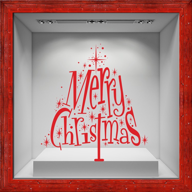 Αυτοκόλλητο Βιτρίνας Merry Christmas Tree