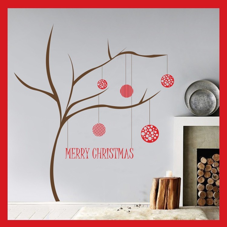 Αυτοκόλλητο Βιτρίνας Δέντρο με κλαδί Merry Christmas