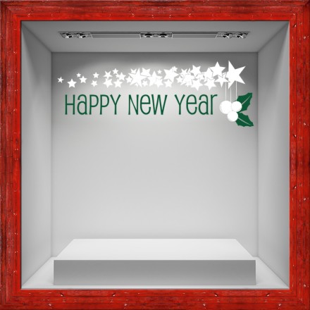 Happy New Year Christmas mistletoe Αυτοκόλλητο Βιτρίνας