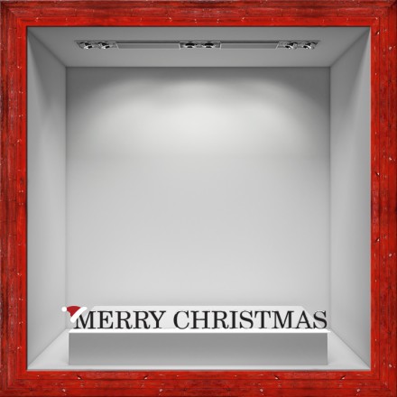 Merry Christmas Σκούφος Αυτοκόλλητο Βιτρίνας