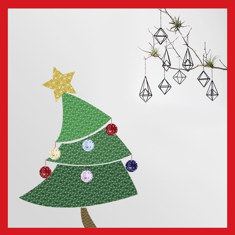 Αυτοκόλλητο Βιτρίνας Χρωματιστό Χριστουγεννιάτικο Δέντρο