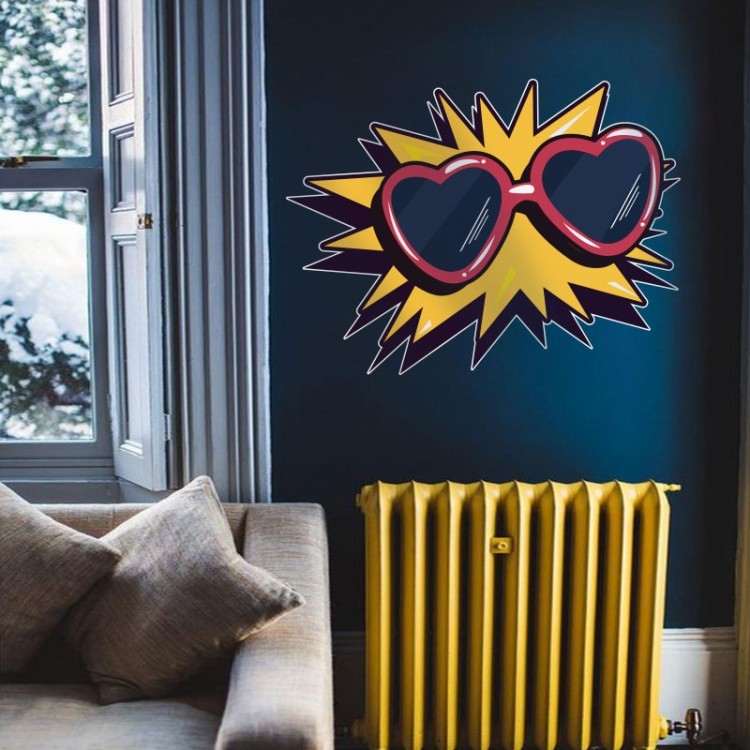 Αυτοκόλλητο Τοίχου Γυαλιά ηλίου σε σχήμα καρδιάς
