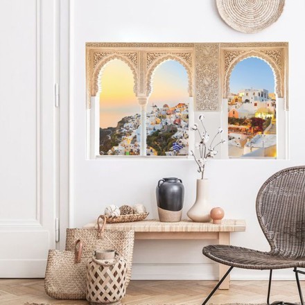 Θέα με την όμορφη Σαντορίνη Αυτοκόλλητο Τοίχου