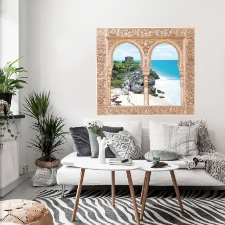 Παράθυρο με θέα το Tulum,Mexico Αυτοκόλλητο Τοίχου