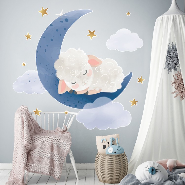 Αυτοκόλλητο Τοίχου Προβατάκι Κοιμάται στο Φεγγάρι
