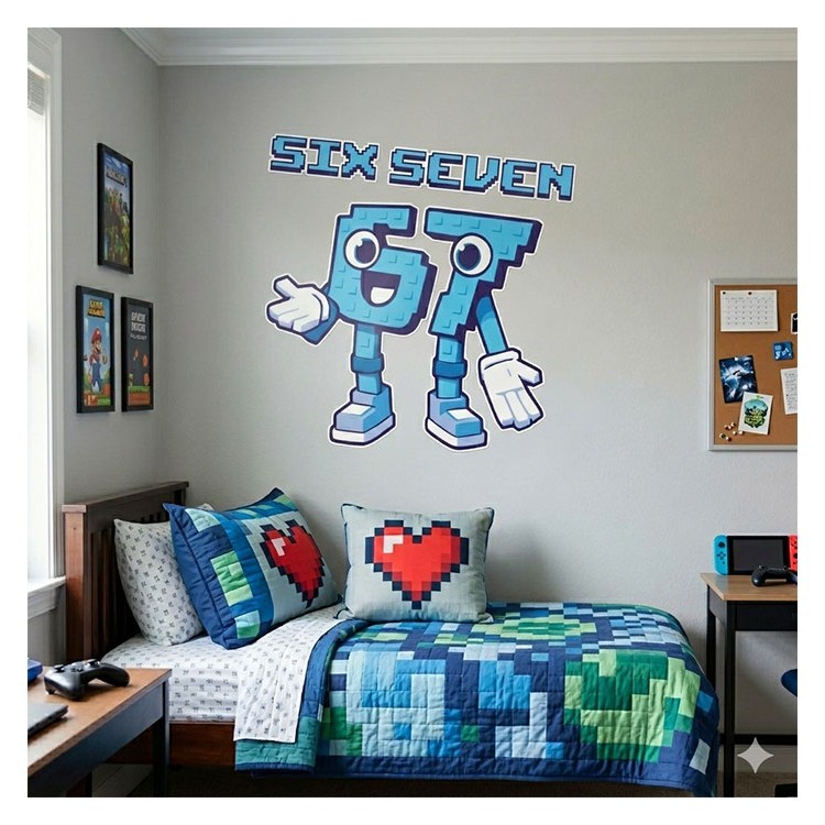 Αυτοκόλλητο Τοίχου Six-Seven Blue