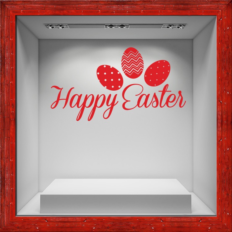 Αυτοκόλλητο Βιτρίνας Happy Easter with Eggs
