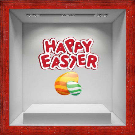 Happy Easter Red Letters Αυτοκόλλητο Βιτρίνας