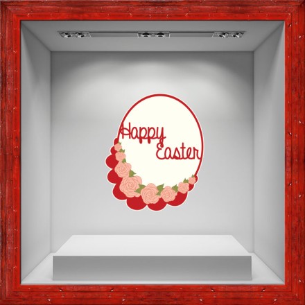 Happy Easter Red Roses Αυτοκόλλητο Βιτρίνας