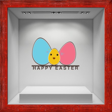 Happy Easter Colorful Eggs Αυτοκόλλητο Βιτρίνας