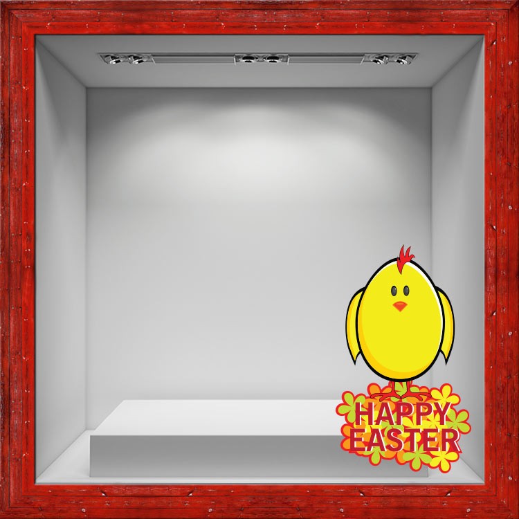 Αυτοκόλλητο Βιτρίνας Happy Easter chick