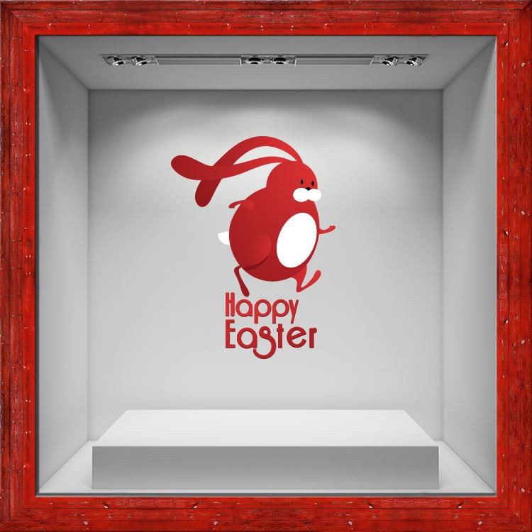 Αυτοκόλλητο Βιτρίνας Happy Easter Rabbit