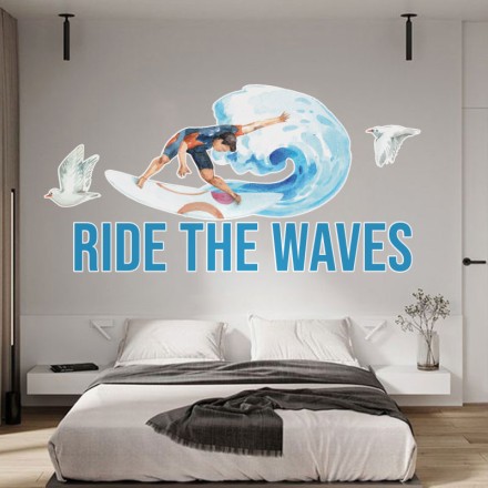 Ride the waves Αυτοκόλλητο Τοίχου