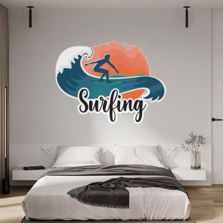 Surfing σε άγρια κύματα Αυτοκόλλητο Τοίχου