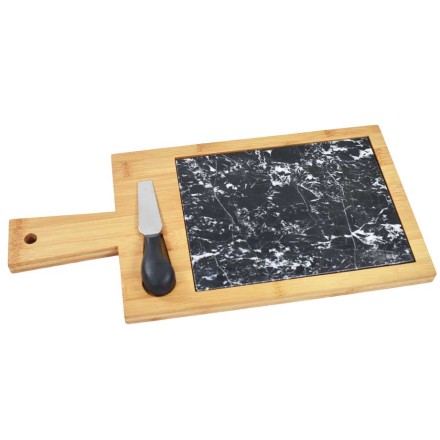 BILBAO ΠΛΑΤΩ ΤΥΡΙΟΥ ΣΕΤ 2ΤΕΜ ΜΑΥΡΟ ΜΑΡΜΑΡΟ/BAMBOO 38x18cm
