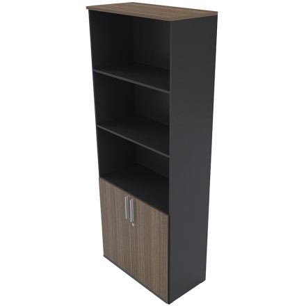 BLOCK 200 ΒΙΒΛΙΟΘΗΚΗ 2ΠΟΡΤΕΣ ΚΑΡΥΔΙ ΜΑΥΡΟ 80x40xH200cm