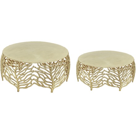 CORALLI COFFEE TABLE SET 2ΤΕΜ ΧΡΥΣΟ D63,5-51xH30,5-24cm