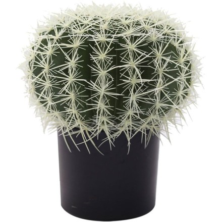 FEROCACTUS ΤΕΧΝΗΤΟΣ ΚΑΚΤΟΣ ΣΕ ΓΛΑΣΤΡΑ ΠΡΑΣΙΝΟ Δ25xΥ33cm