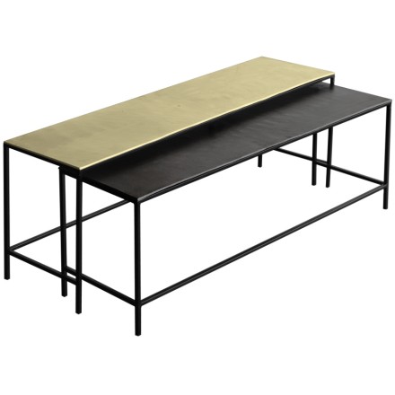 FLAT COFFEE TABLE SET 2ΤΕΜ ΧΡΥΣΟ ΜΑΥΡΟ 119,4-114,3x30,5-30,5xH45,7-41,90cm