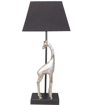 GIRAFFE ΦΩΤΙΣΤΙΚΟ ΜΕΤΑΛΛΟ/ΞΥΛΟ ΜΑΥΡΟ/ΑΣΗΜΙ 30x20xΥ70cm