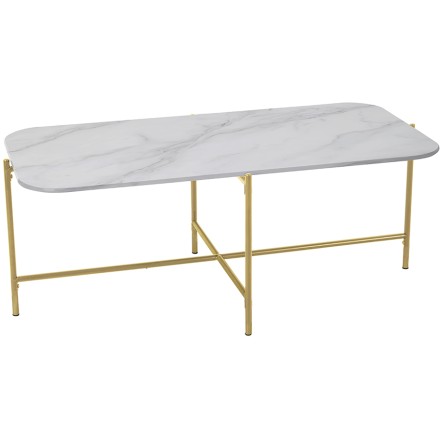 GLAM COFFEE TABLE ΛΕΥΚΟ ΜΕ ΟΨΗ ΜΑΡΜΑΡΟΥ ΧΡΥΣΟ 113x58xH43cm