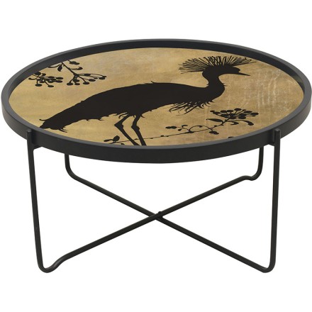 GOLD BIRD COFFEE TABLE ΠΟΛΥΧΡΩΜΟ ΜΕ PATTERN ΜΑΥΡΟ D75xH37,5cm