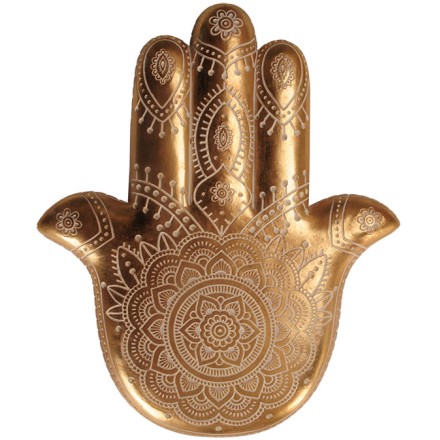 HAMSA DECO ΤΟΙΧΟΥ POLYRESIN ΧΡΥΣΟ ΛΕΥΚΟ 24,5x2,5xH29,5cm