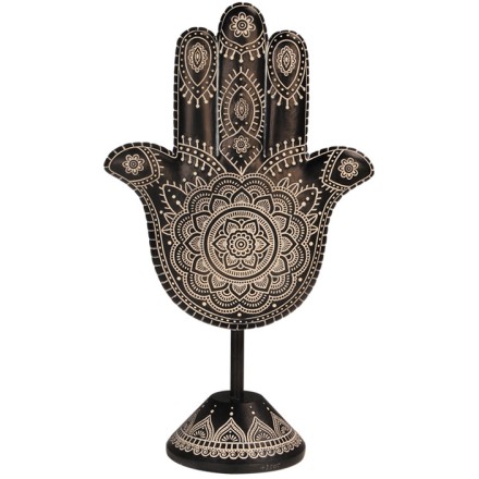 HAMSA DECO ΧΕΡΙ POLYRESIN ΜΑΥΡΟ ΛΕΥΚΟ 16x8,5xH27,1cm