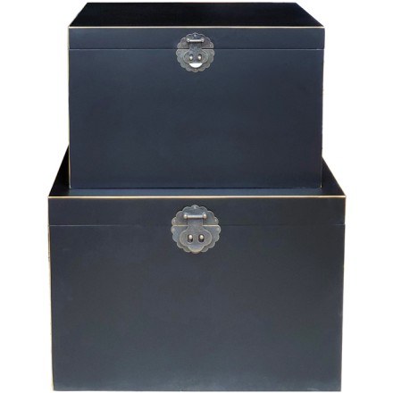 JAPANESE ΜΠΑΟΥΛΑ SET 2ΤΕΜ ΜΑΥΡΟ ΧΡΥΣΟ 60-52x40-32xH42-34cm